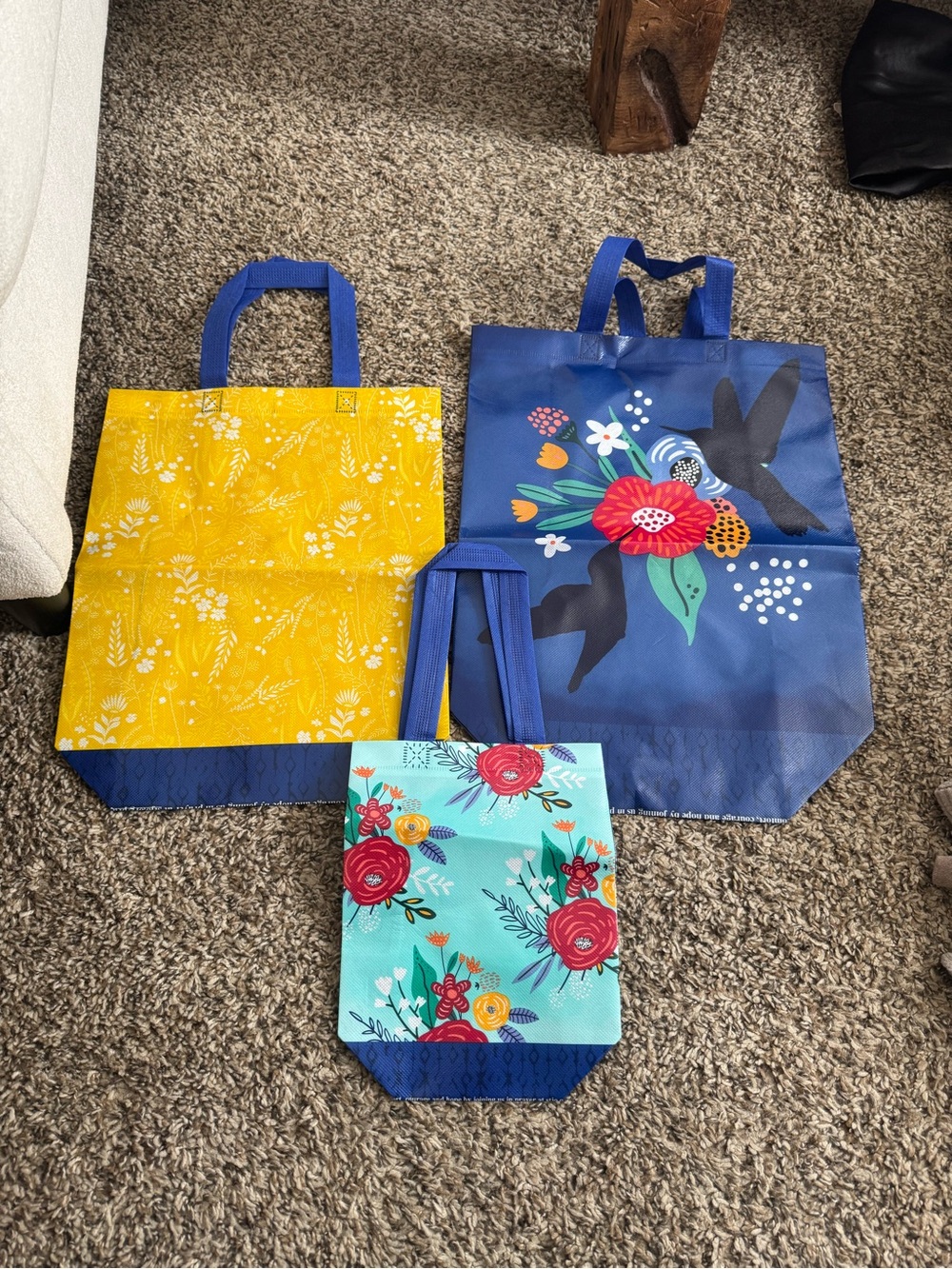 Reusable Floral Tote Bag - Blue / Yellow / Teal